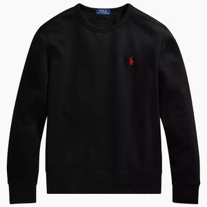 POLO Ralph Lauren Mens Crew-Neck Fleece Sweatshirt, medium size,Black w/Red Pony